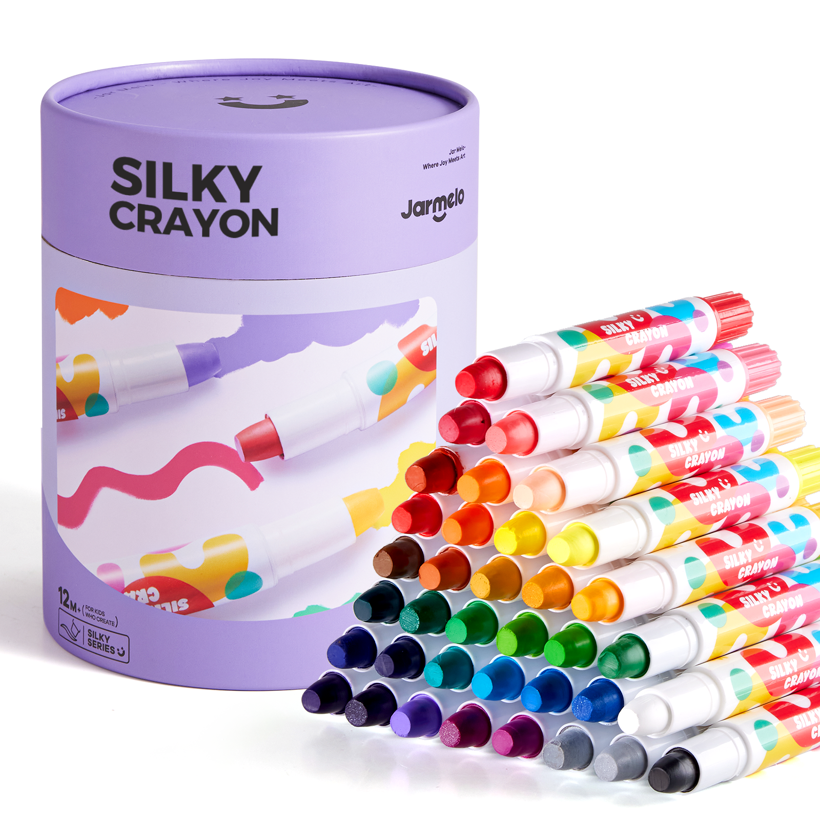 画材Jar Melo ジャーメロ　無毒の洗えるクレヨン 36色 Jar Melo 36 Count Silky Smooth Jumbo Crayons for Toddlers
