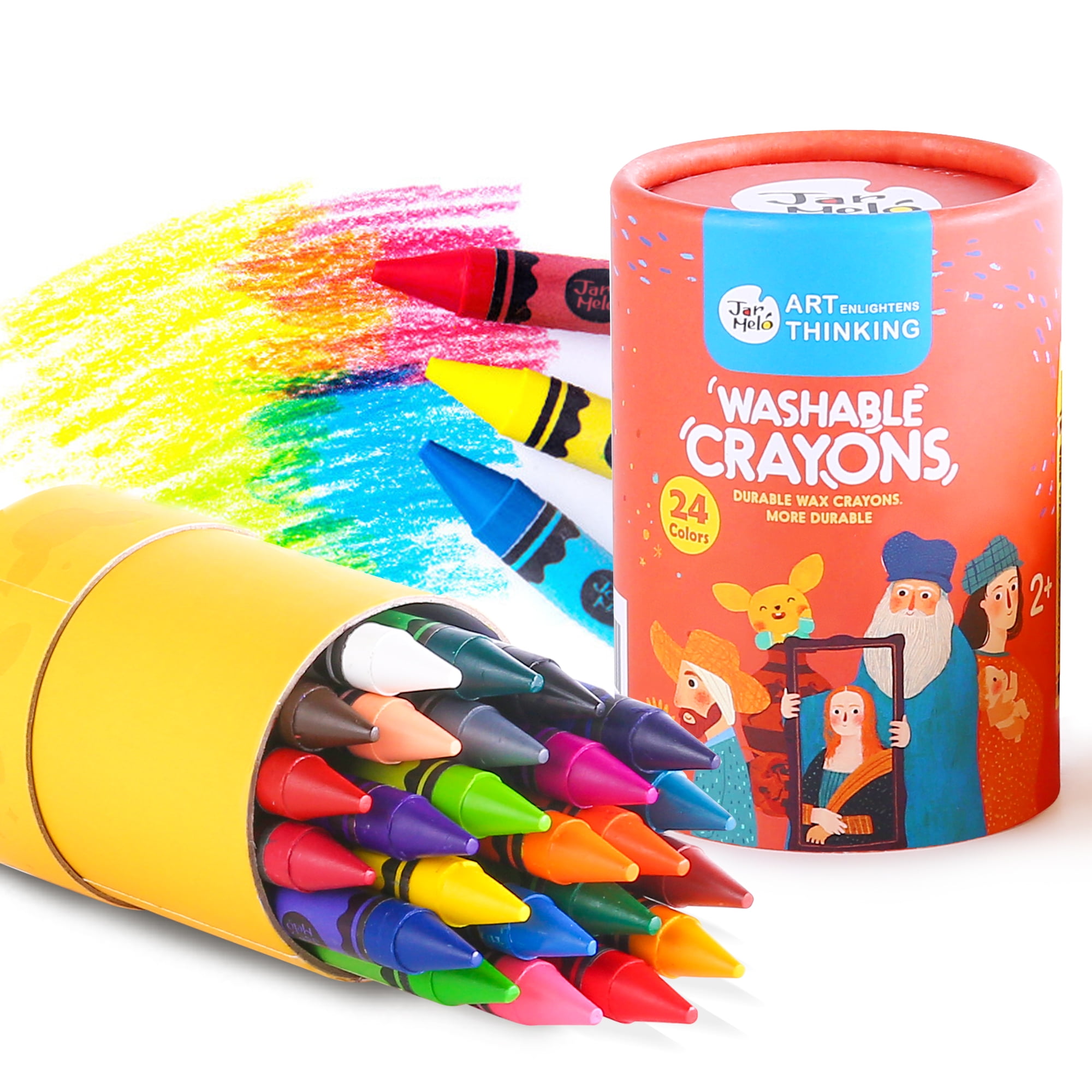 Jar Melo Jumbo Crayons for Kids; 24 Count, Crayons Bulk, Easy to Hold Large Crayons, Washable, Non Toxic Toddler , Kids Coloring