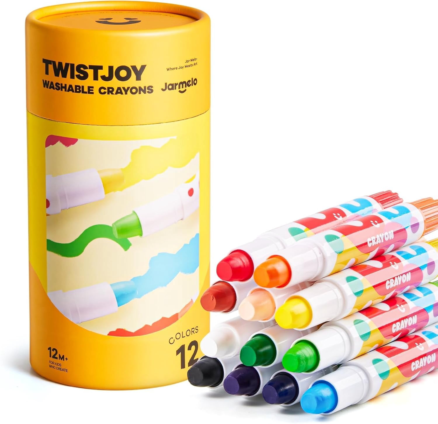 Jar Melo 12 Colors Washable Crayons; Non Toxic; 3 In 1 Effect