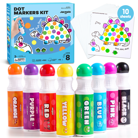 Jar Melo Washable Dot Markers Kit; 6 Colors Dot Paint Markers 2.1 fl.oz, Dot Art Marker