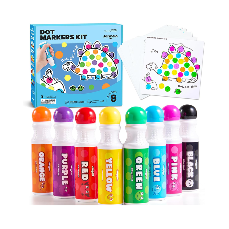 Jar Melo Kids Washable Dot Markers Kit, 8 Colors, Non Toxic, with