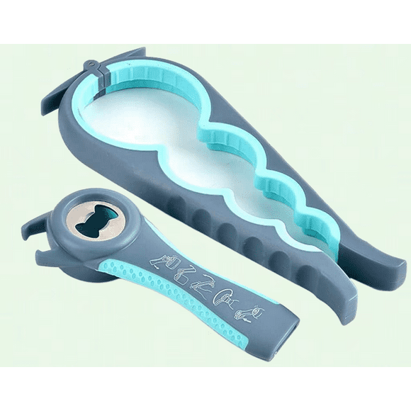 Jar Opener & Bottle Opener Set for Weak Hand, Arthritis, Elderly - Blue