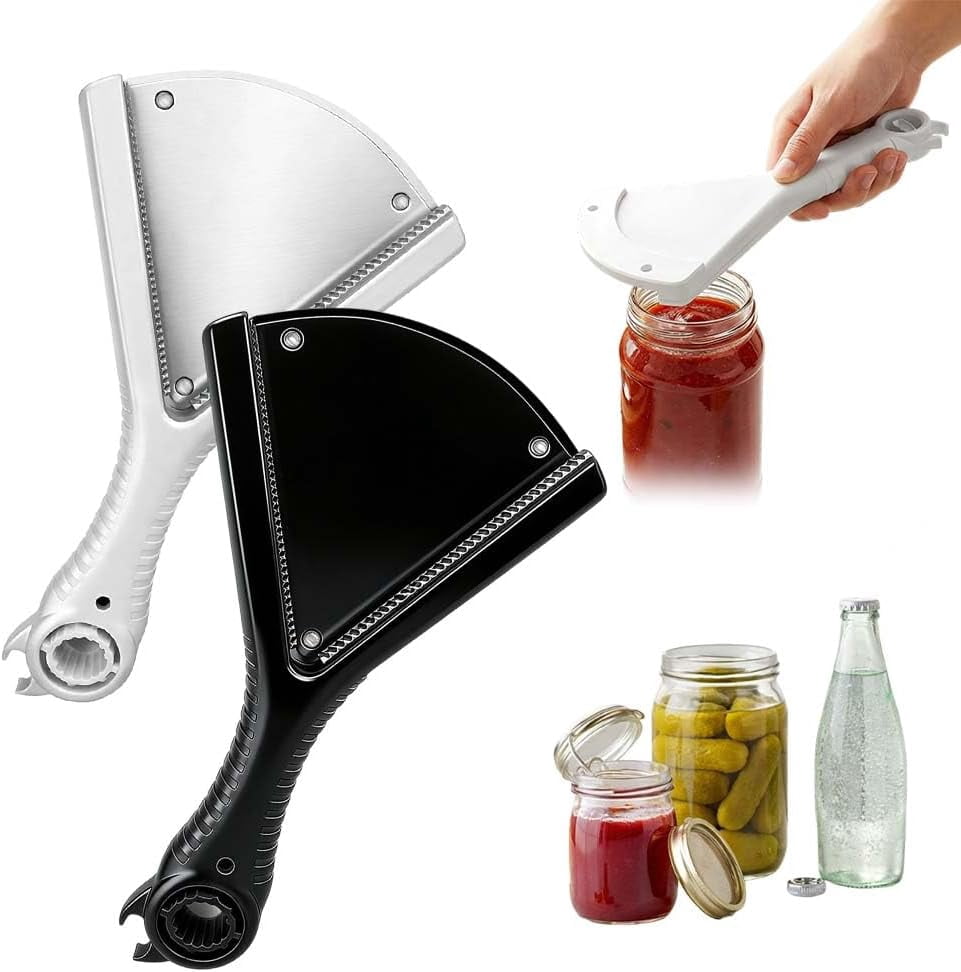 Jar Opener Multi-Function Bottle Opener, 5 in 1 Manual Can Opener with Ergonomic Soft Handle, Easy Open Lid Tool for Weak Hands, Seniors, Arthritis, Low Strength, White