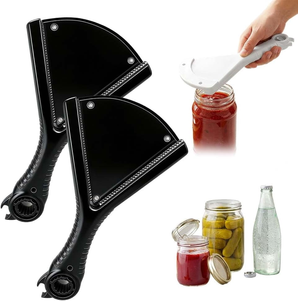 Jar Opener Multi-Function Bottle Opener, 5 in 1 Manual Can Opener with Ergonomic Soft Handle, Easy Open Lid Tool for Weak Hands, Seniors, Arthritis, Low Strength, White