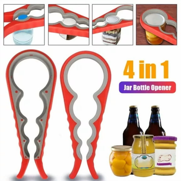 Jar Opener Rubber 4 In 1 Quick Lid Bottle Cap Grip Twister Remover Orange/Gray