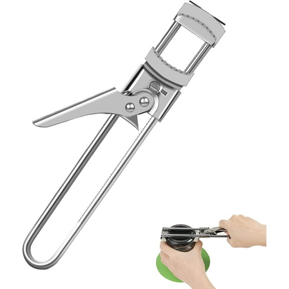 Jar Opener for Seniors Arthritis+Gripper Pad, Jar Lid Opener for Weak Hands, Adjustable Stainless Steel Bottle Opener Canning Jar Opener Effortless for Any Size Caps, Best Kitchen Gadgets