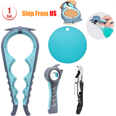 Jar Opener for Seniors with Arthritis, 5 in 1 Multi Function Bottle Opener Lid Opener, Jar Openers for Seniors, Bottle Openers for Seniors, Jar Opener Gripper For Kitchen Gadgets