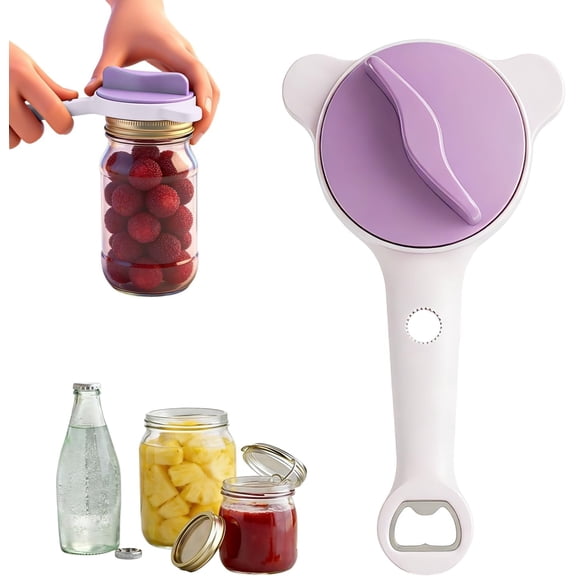Jar Opener for Weak Hands, 4 in 1 Adjustable Cap Opener with Non-Slip Grip for Seniors, Multipurpose Lid Tool for Jars, Cans, and Bottles,Essential Kitchen Helper ()
