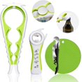 thumbnail image 1 of Jar Opener for Weak Hands, Seniors with Arthritis, 5 in 1 Multi Function Bottle Opener Lid Opener For Arthritic Hands with Non Slip Rubber Jar opener Gripper Pad and Corkscrew Wine Opener(GREEN), 1 of 15