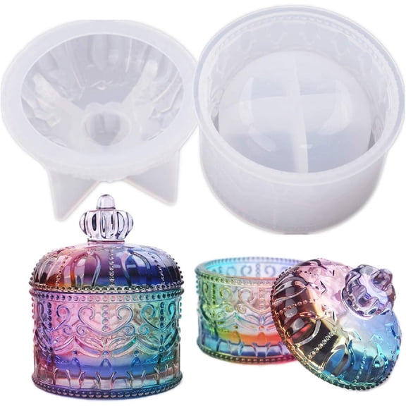 Jar Resin Mold with Lid Silicone Storage Box Mould for Epoxy Casting DIY Resin Crafts Kits Rustic Bottle Display Jewelry Trinket Container Candle Holder Home Decor Organizer Gift