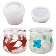 SUNYOK Jar Resin Molds Silicone, Pudding Jar Resin Molds with Lid, Epoxy Molds Silicone for Storage Bottle,Candle Holder,Candy Container, Epoxy Resin Casting Craft,Flower Pot, Gifts
