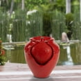 thumbnail image 1 of Jar Water Fountain - Indoor or Outdoor Ceramic-Look Glazed Pot Resin Water with Electric Pump & LED Lights, Imperial Red, 1 of 1