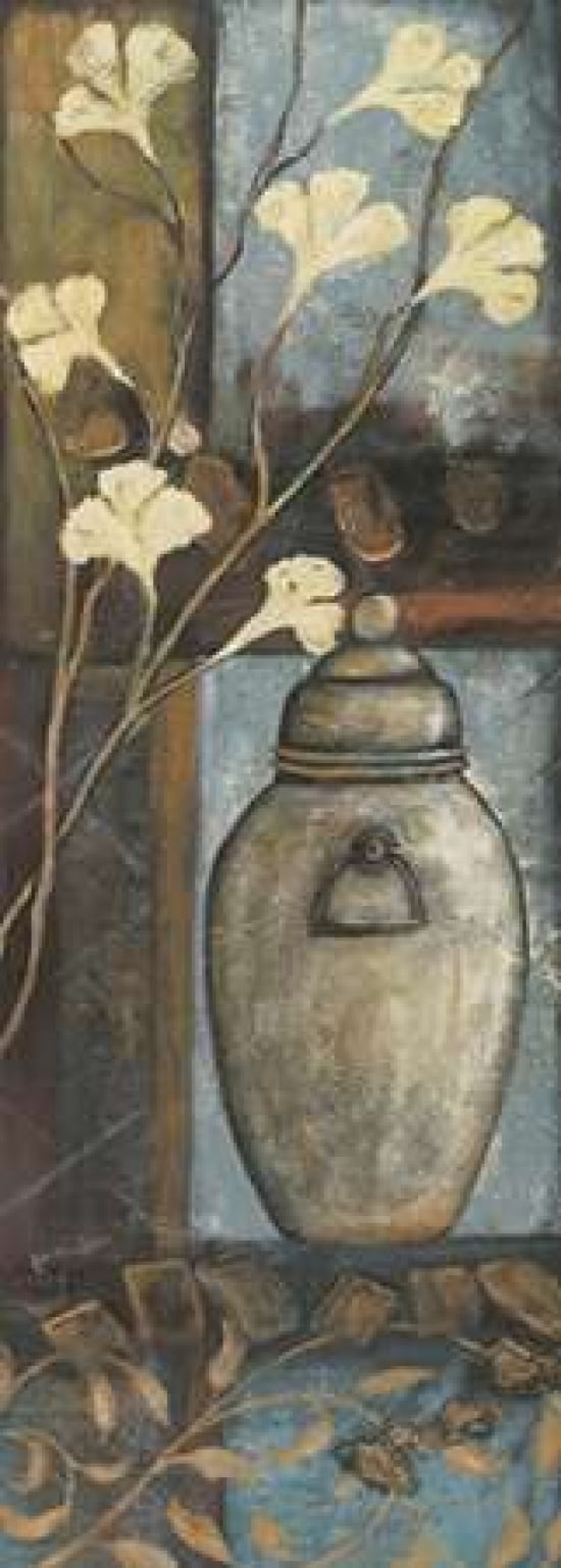 Jar with Flowers II Canvas Art - Jo Moulton (24 x 48)