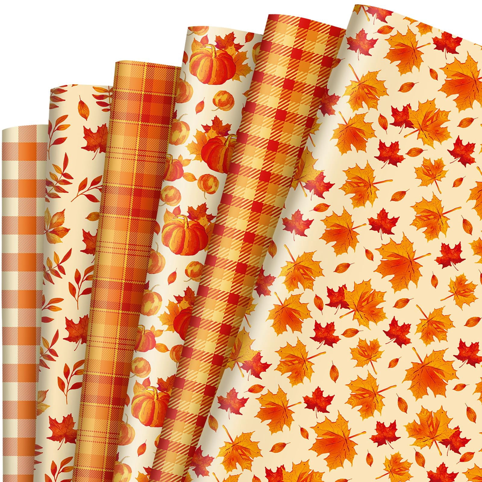 7394 Paper JarThenaAMCS 12 Sheet Fall YPF5 Wrapping Paper -Not Roll- Pumpkin Maple ...