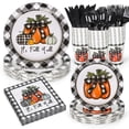 JarThenaAMCS 168Pcs Fall Paper DHF10 Plates and Napkins Set Buffalo