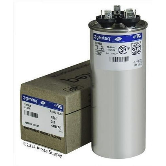 Jard 12786 - 40 + 5 uF MFD x 440 VAC Genteq Replacement Dual Capacitor Round # C4405R / 97F9838