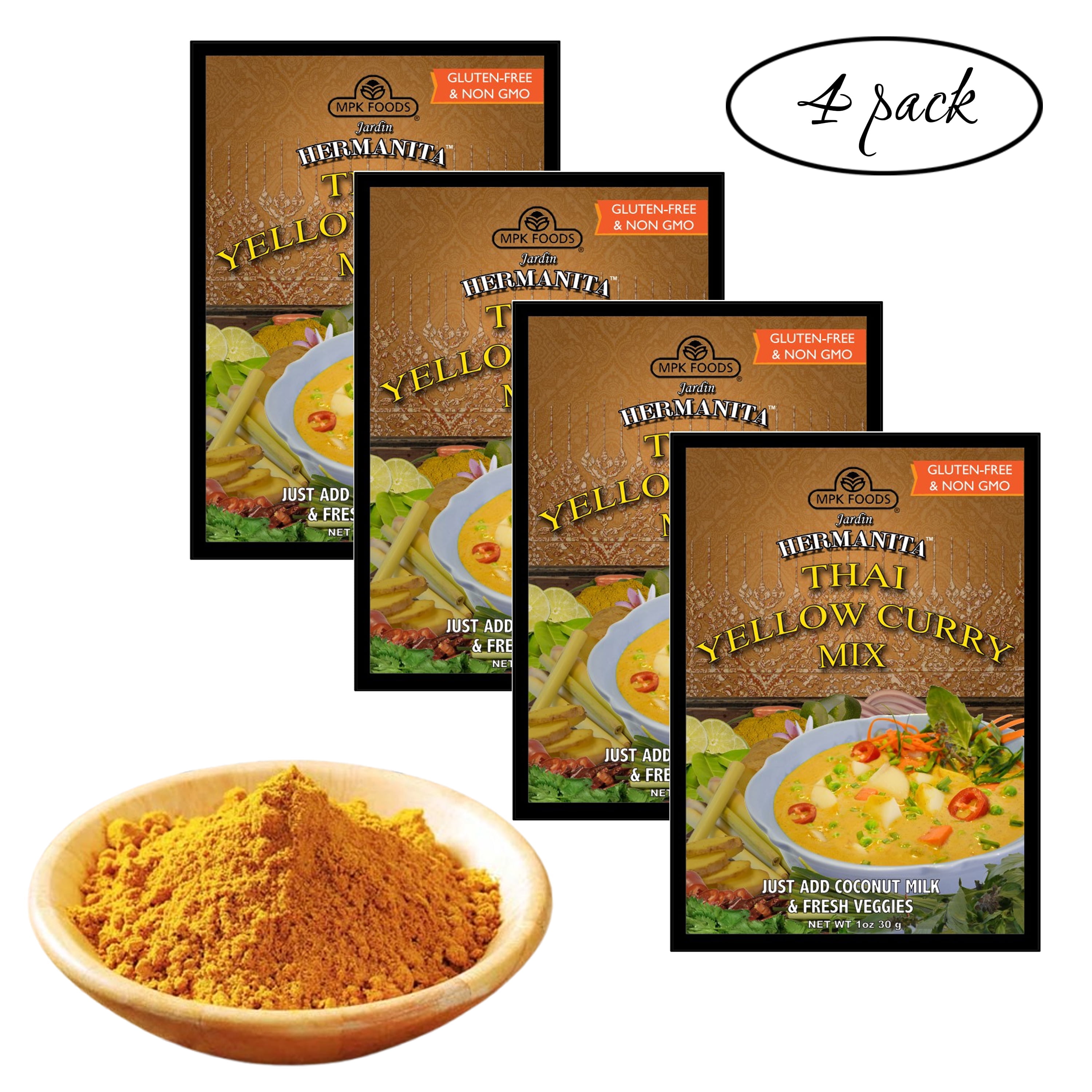Thai Yellow Curry Powder Mix, Jardín Hermanita  1.0 oz (4 Pack) by MPK Foods