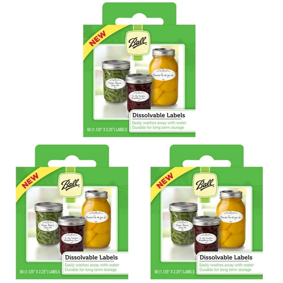 Jarden Ball Dissolvable Canning Labels, 60-Labels per Pack 3-Packs Total