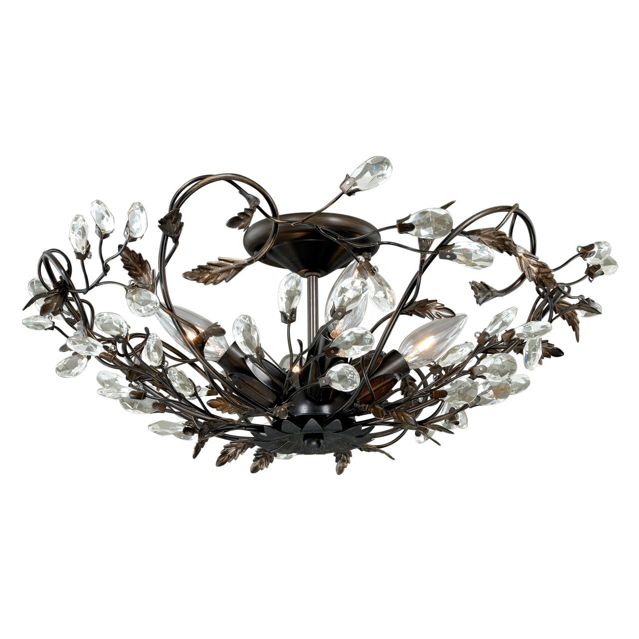 Elysian Bronze & Crystal Vine 19" Semi-Flush Ceiling Light