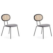 Jardin Dining Chair with Cane and Grey Upholstered Seating - Set of 2