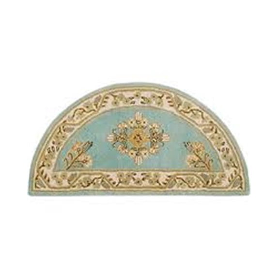 Jardin Half Round Wool Hearth Rug, Winter Green