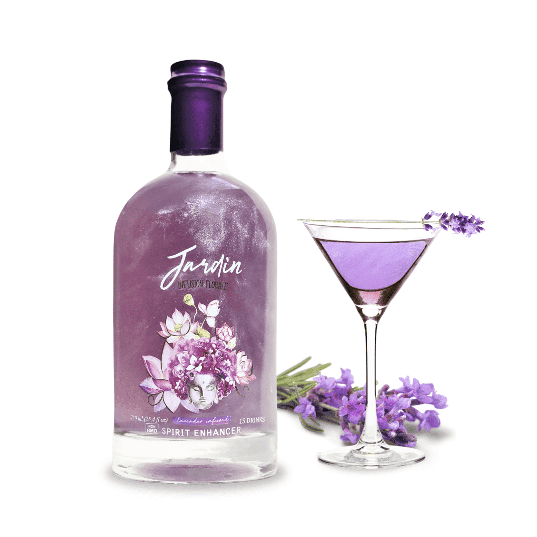 Jardin - Lavender Mixer for Cocktails and Mocktails - Low Sweetness - Spirit Enhancer for Spritzers, Mimosas, Lemonades, Sodas - Drink Glitter - KETO Mixer for Cocktails - 25.4 fl oz/750 ml