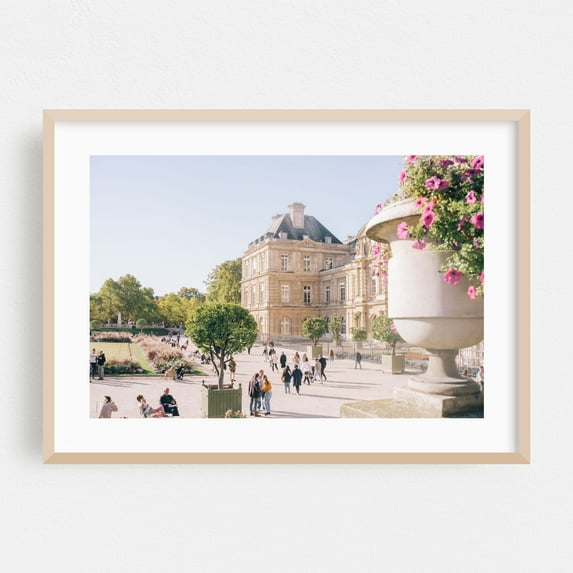 Jardin du Luxembourg - Paris Île-de-France France Photography Architecture Cityscape Travel Poster Floral Botanical Scenic Oak Framed Wall Art Print 12 x 18 inches