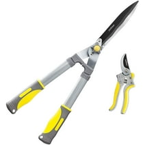 Jardineer 2 Pieces Professional Hedge Clippers, 23.6" Heavy Duty Hedge Shears, 8.3" Hand Pruners