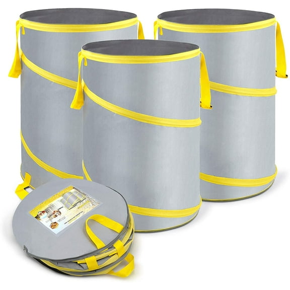 3-Pack 30 Gallon Leaf Bags - Pop Up Trash Can Yard Waste Garden Bag Container