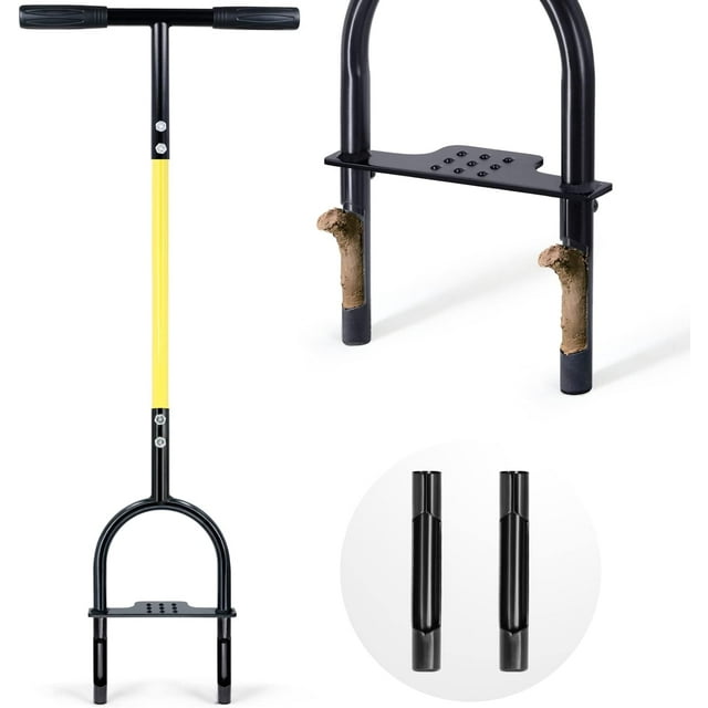 Jardineer Lawn Core Aerator Manual Plug Aerator with Spare Tines & Non