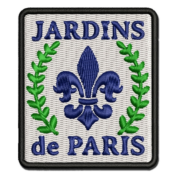 Jardins de Paris Fleur de Lis Applique Multi-Color Embroidered Iron-On Patch - 3 Inch Medium
