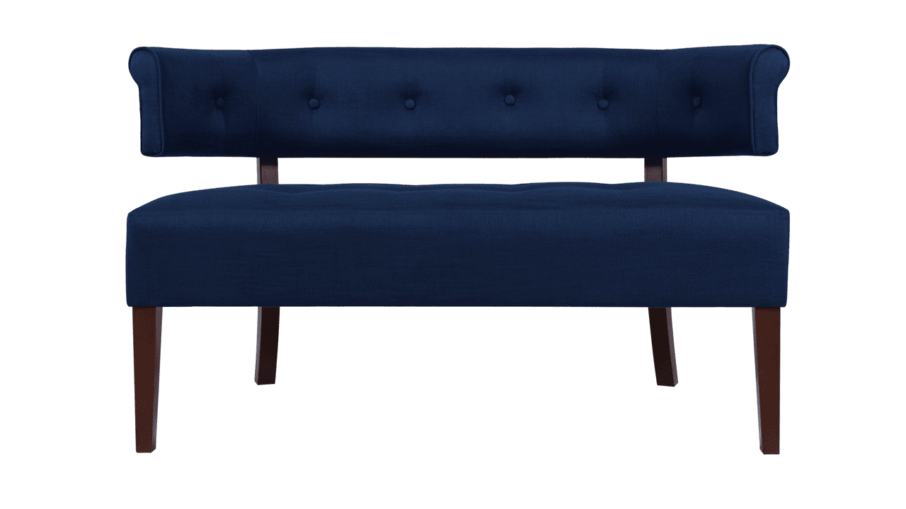 Jared Roll Arm Tufted Bench Settee, Midnight Blue