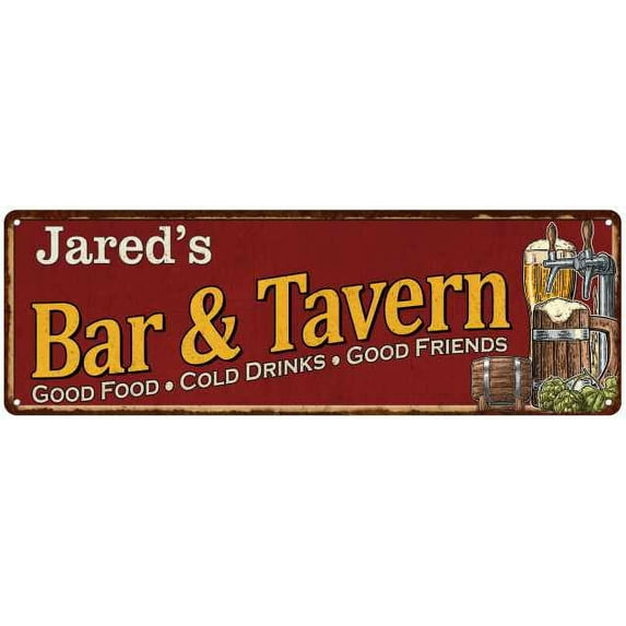 Jared's Bar and Tavern Red Chic Sign Man Cave Decor Gift 8x24 108240002182