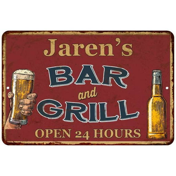 Jaren's Red Bar and Grill Rustic Sign Decor 8x12 108120045334