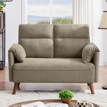 Sobaniilo 47" Small Modern Loveseat Sofa, Mid Century Linen Fabric 2 ...