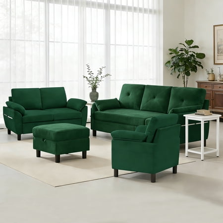 Jarenie Green L-Shaped Sleeper Sofa with Reversible Chaise & Storage Pockets – Perfect for Small Spaces