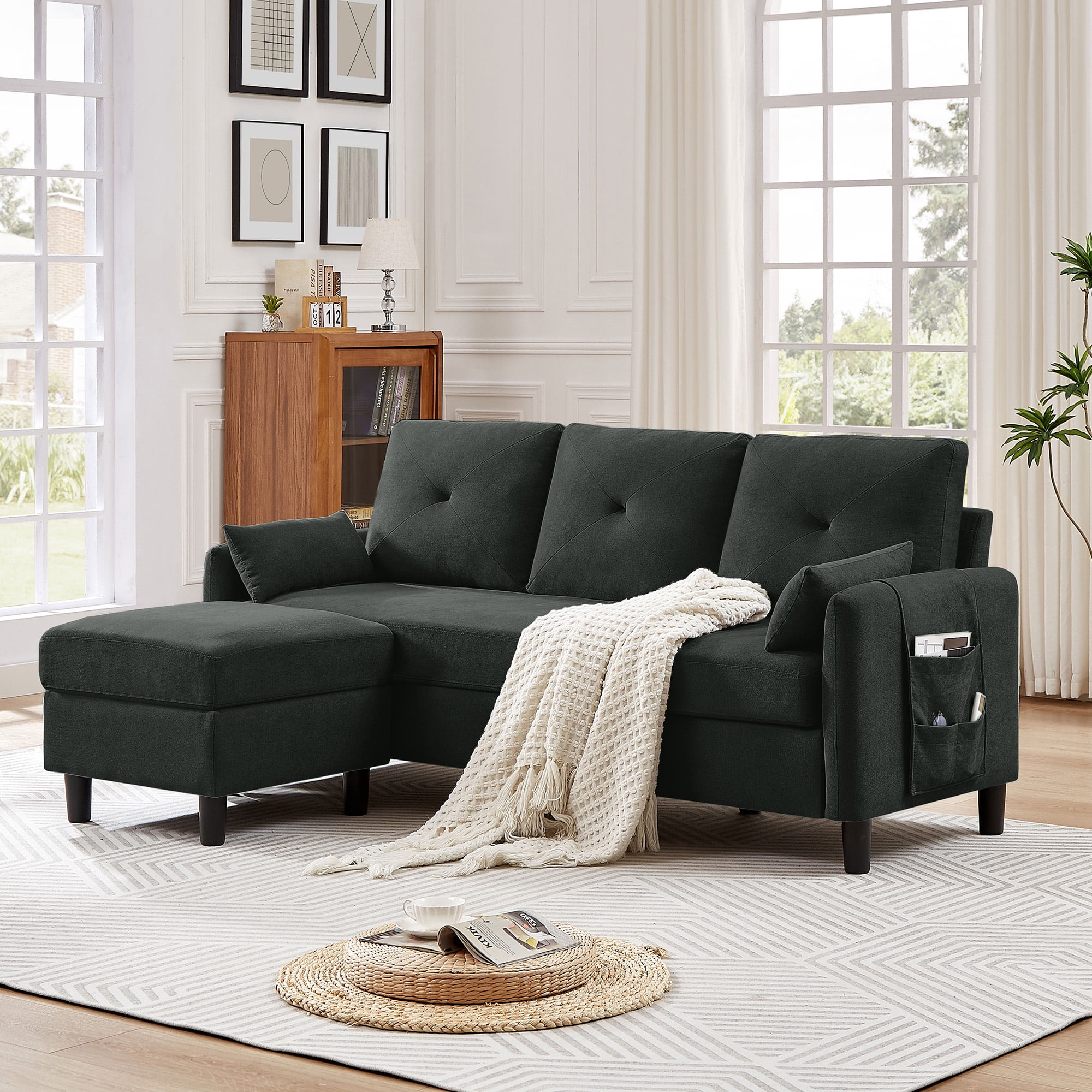 Jarenie Convertible Sectional Sofa, Small L Shaped 3Seat Couch with