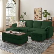 Jarenie Chireca Convertible Sectional Sofa with Storage Ottoman, Sleeper Sofa for Small Spaces, Blue
