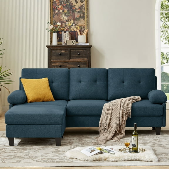 Jarenie Modern Fabric L-Shapped Sofa Sectional Couches for Living Room Convertible Sofa with Matching Chaise for Office, Apartment, Studio Green