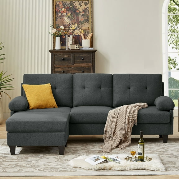 Jarenie Modern Fabric L-Shapped Sofa Sectional Couches for Living Room Convertible Sofa with Matching Chaise for Office, Apartment, Studio