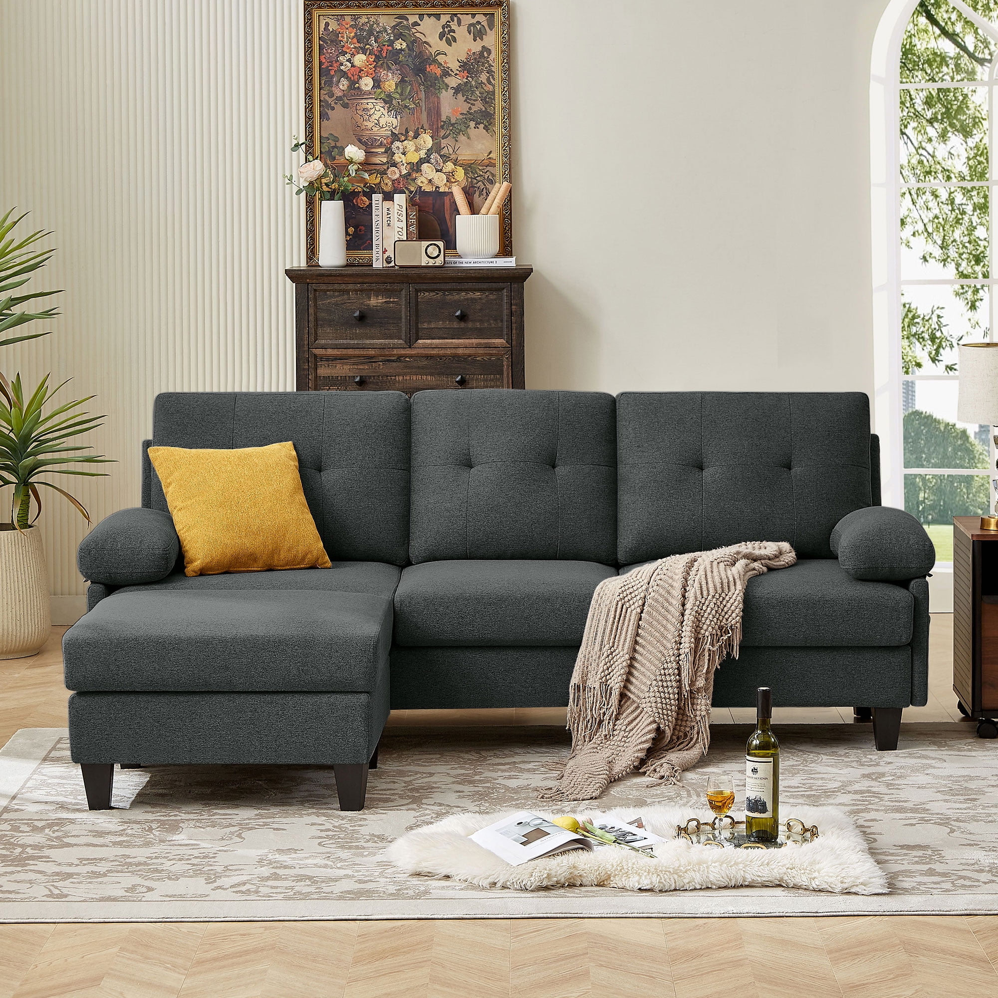 Jarenie Modern Fabric L-Shapped Sofa Sectional Couches for Living Room ...