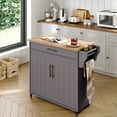 thumbnail image 1 of Jarenie Rolling Kitchen Cart with Deep Drawers, Towel Rack & 360° Swivel Casters, Wood Gray, 1 of 8