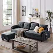 Jarenie Modern Sectional Sofa with Reversible Chaise, Adjustable Backrest & Armrest, 4-Seat Convertible Couch