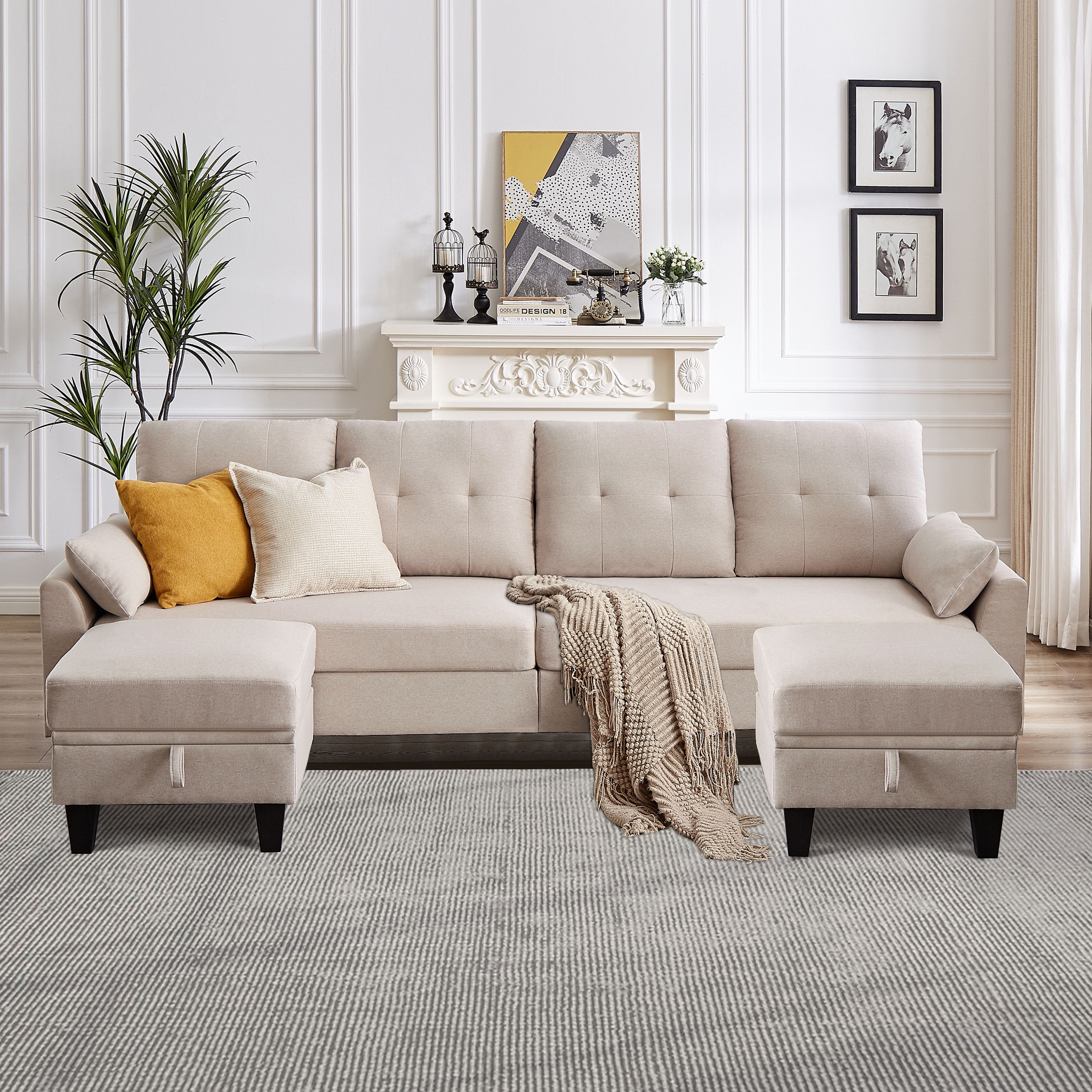 Jarenie Modern Sectional Sofa Couch with Reversible Chaise U Shaped ...