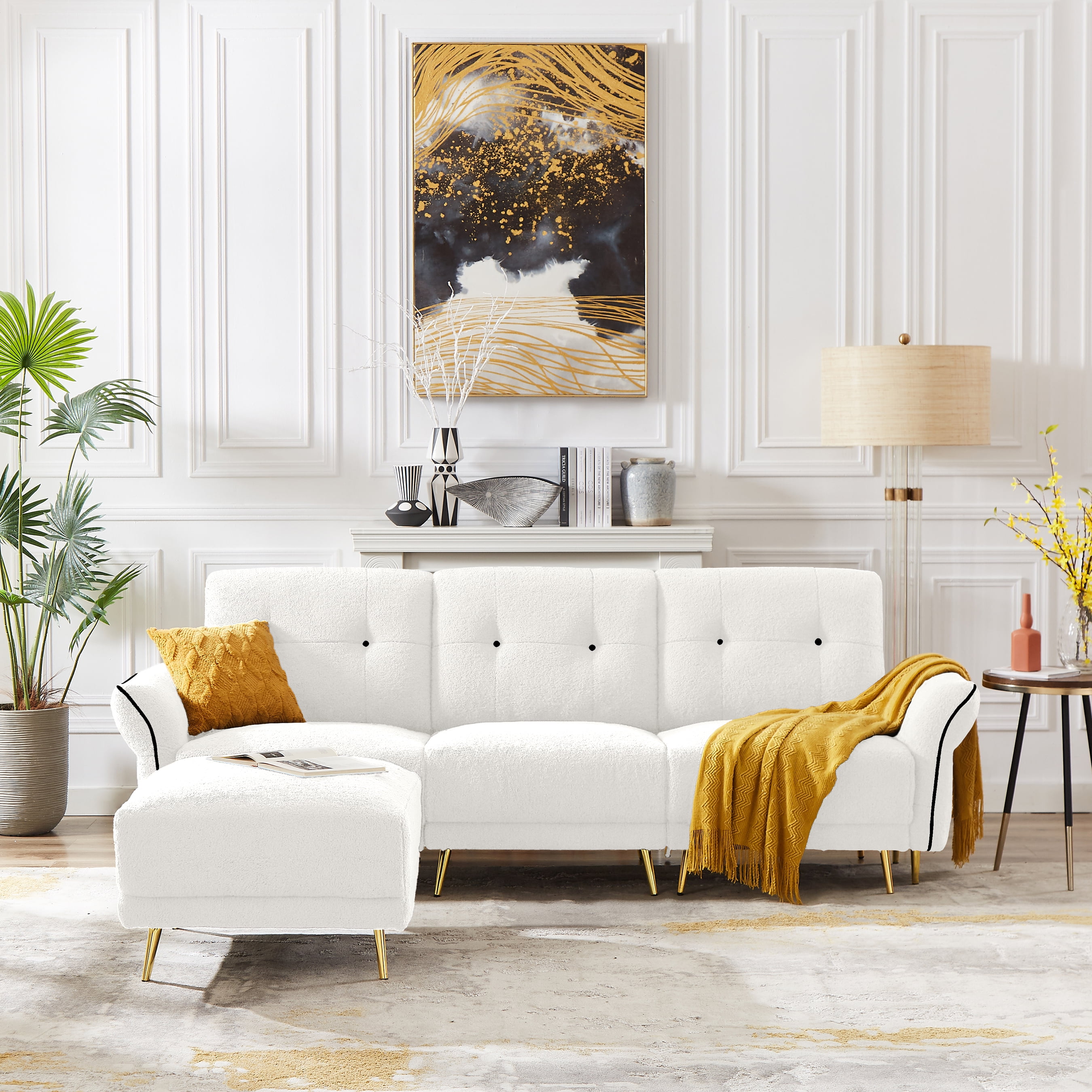 Jarenie Sherpa sofa，Modular Sectional Sofa,sleeper couch sofa,Modular