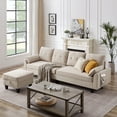 thumbnail image 1 of Jarenie Versatile 4-Seat L-Shaped Sectional Sofa with Reversible Storage Ottoman & Side Pockets – Perfect for Living Room, Office, or Apartment Beige, 1 of 11