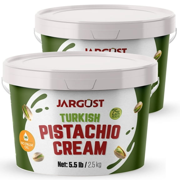 Jargust Bulk Pistachio Cream Spread,  25% Real Antep Turkish Pistachio,  Net 11 lb (5 kg), 2 Packs