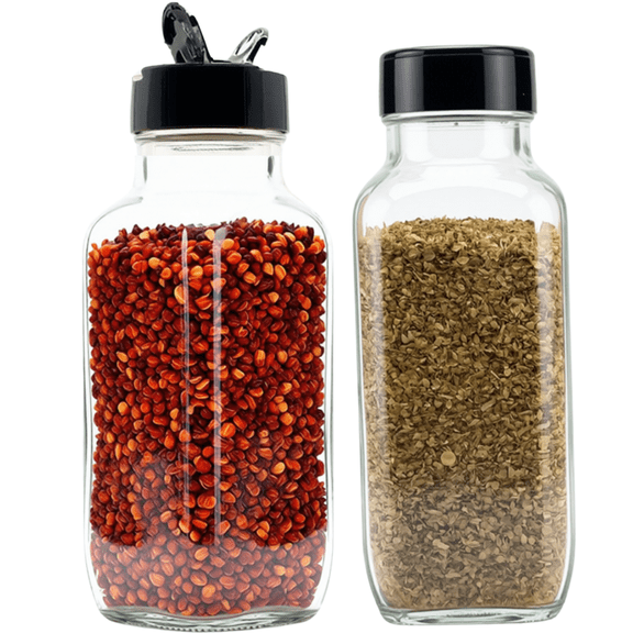 Jarming Collections 16oz Glass French Square Spice Shakers with Lids, Set of 2 - Made in USA