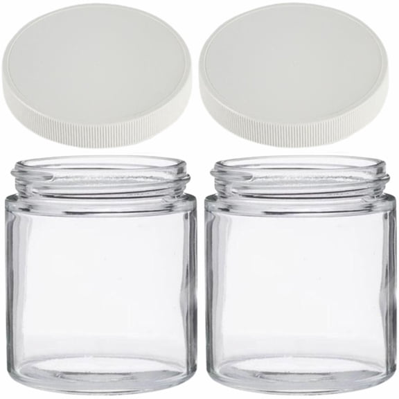 Jarming Collections 16oz Wide Mouth Glass Storage Jars – Extra-Wide Opening with BPA-Free Plastic Lids for Easy Filling, Food Storage, Pantry Organization & Canning Storage – Made in USA (Set of 2)