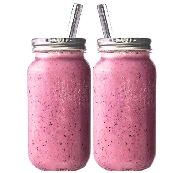 Jarming Collections 24oz Glass Mason Drinking Jars with Stainless Steel Lids & Straw Mason Jar Cups for Smoothies, Iced Coffee, Tea, Juice & Water  Reusable, BPA-Free, Eco-Friendly  Made in USA